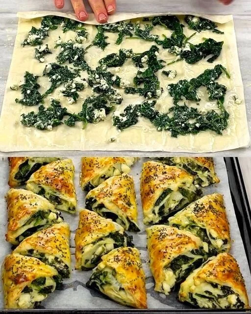 Griechische Spinatpita mit Spinat und Feta, serviert auf einem Teller