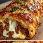 Hausgemachte Hackfleisch-Käse-Rolle frisch aus dem Ofen.