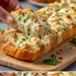 Hähnchen Alfredo zubereitet mit cremiger Sauce und knuspriger Panade