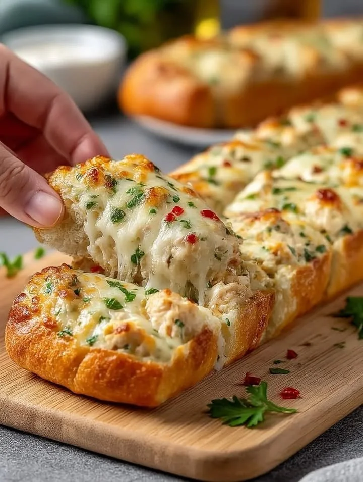Chicken Alfredo Knoblauchbrot