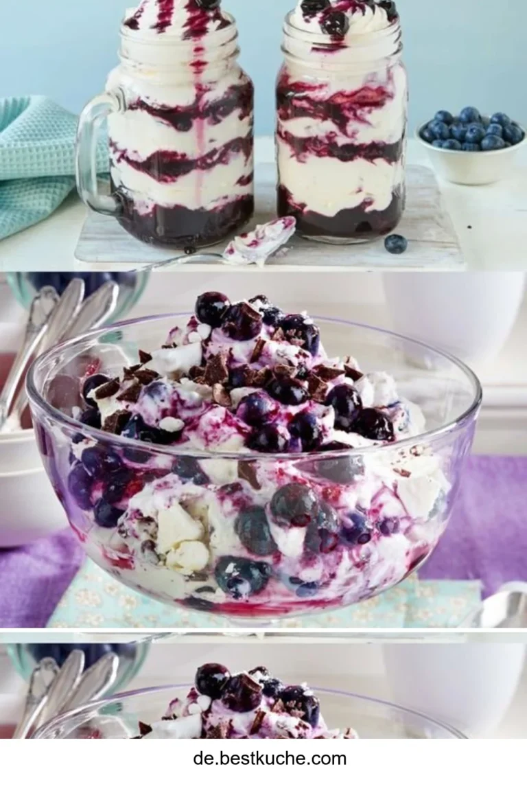 Himmlischer Heidelbeer Mascarpone Nachtisch mit frischen Heidelbeeren