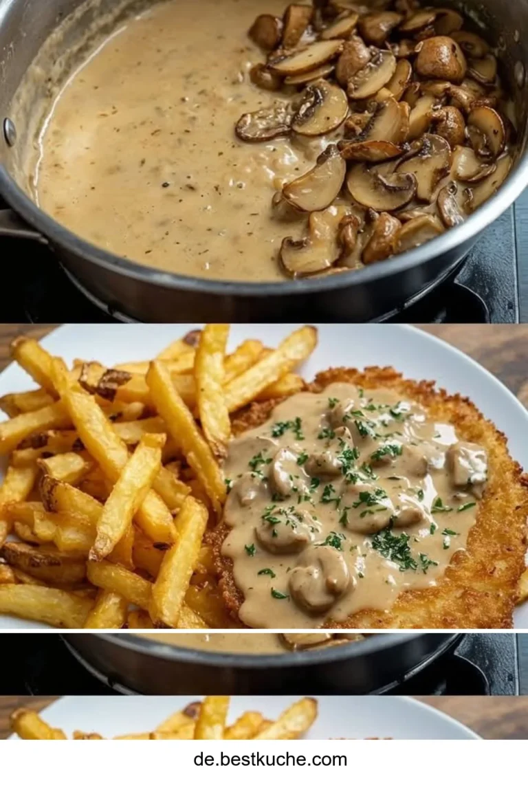 Herzhafte Schwarzwälder Jägersauce mit Pilzen auf einem Teller