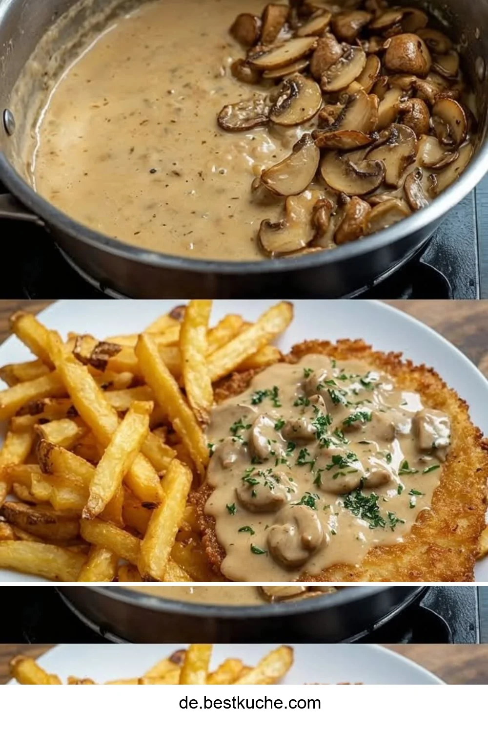 Herzhafte Schwarzwälder Jägersauce mit Pilzen auf einem Teller