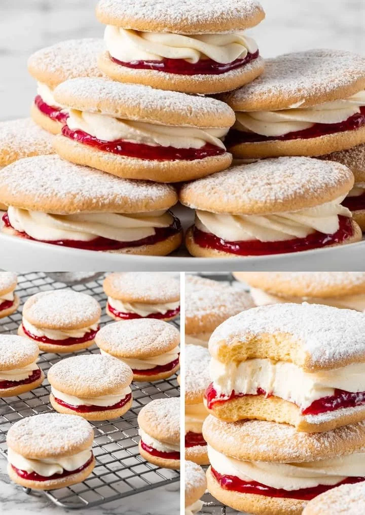 Himbeer Küsschen mit Buttercreme auf einem Servierteller