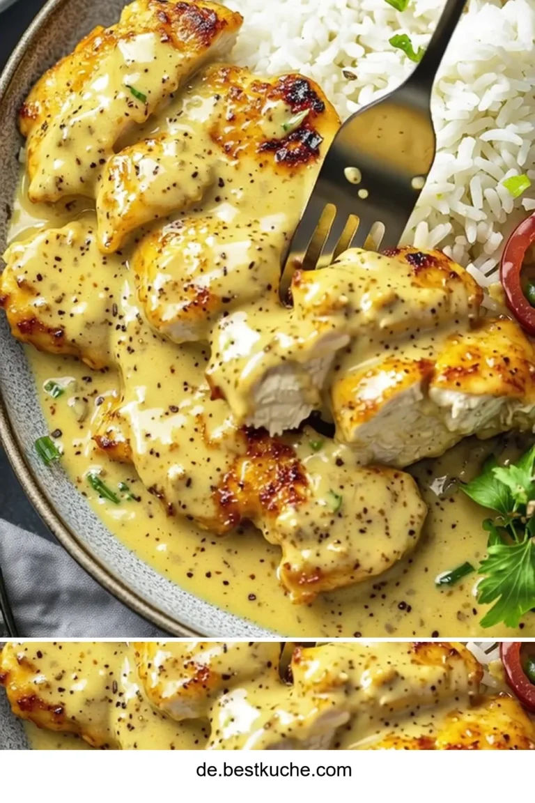 Honig-Senf-Hähnchen mit zartem Hähnchenfilet und süß-würziger Sauce