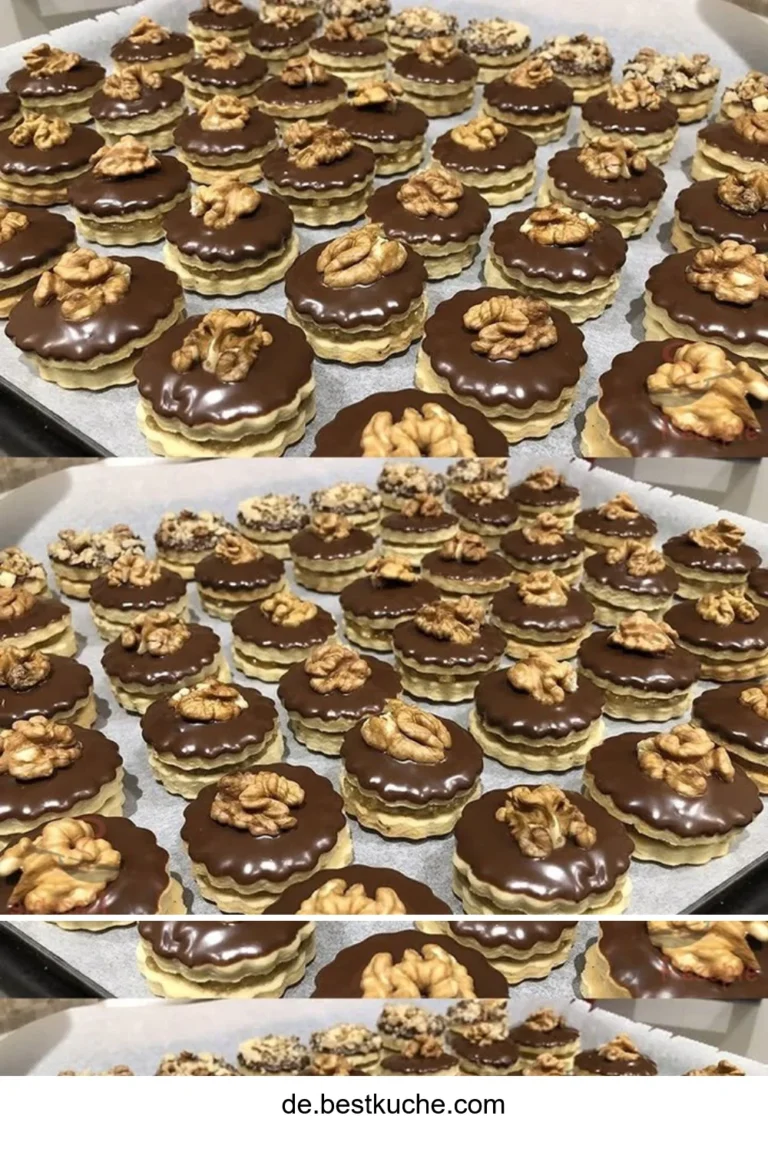Ischler Törtchen mit Nougat und Schokolade dekoriert