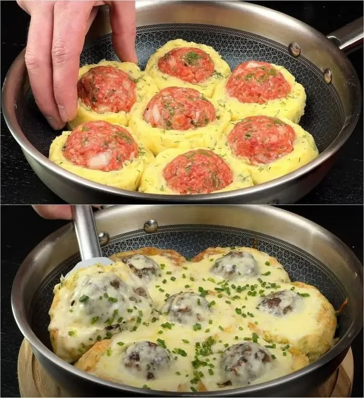 Leckere Kartoffelfrikadellen auf einem Teller serviert.