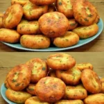 Kartoffelfrikadellen gefüllt mit Käse auf einem Teller