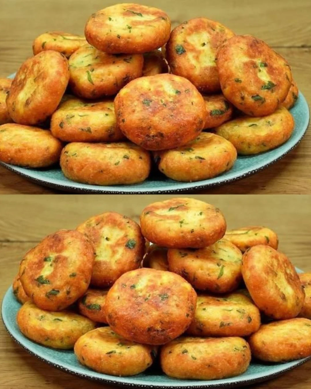 Kartoffelfrikadellen gefüllt mit Käse auf einem Teller