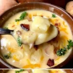 Klassische Kartoffelsuppe nach Omas Rezept, serviert in einer Schüssel.