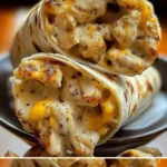 Käse-Knoblauch-Hähnchen-Wraps auf einem Teller serviert