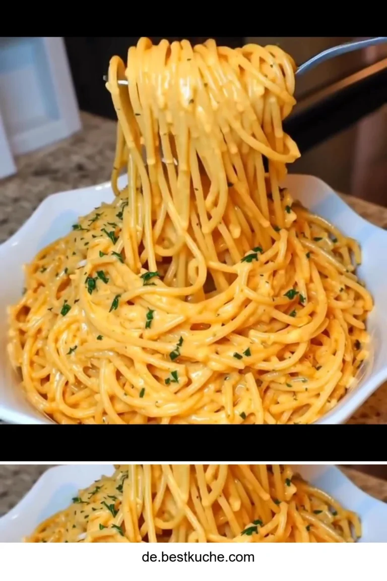 Käse-Knoblauch-Parmesan-Spaghetti mit frischen Kräutern serviert