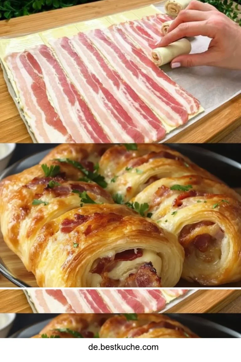 Leckere und knusprige Käse-Speck-Röllchen auf einem Teller