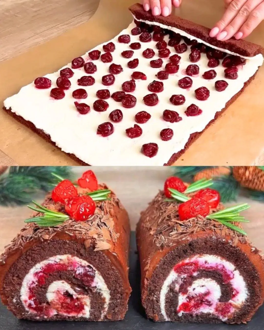 Leckere Kirschenrollen mit frischen Kirschen und goldbraunem Teig