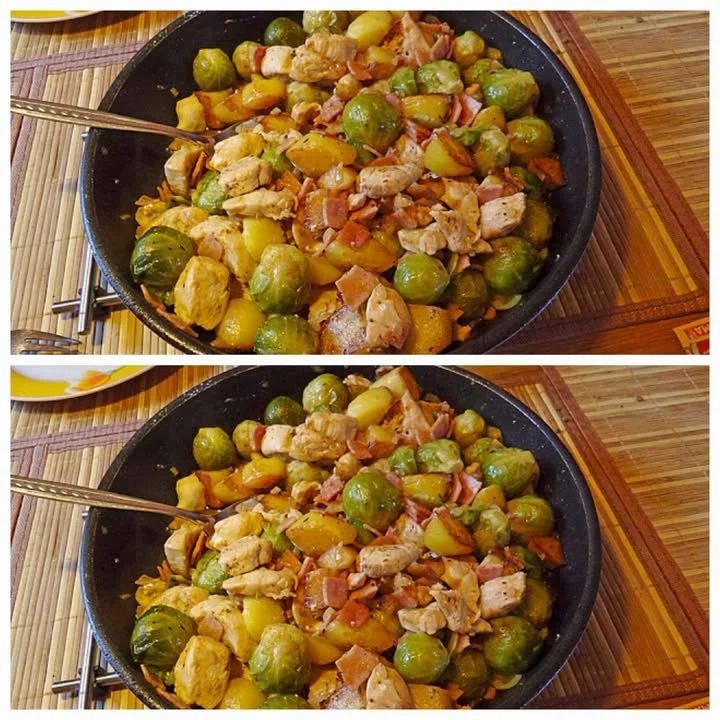 Leichte Bauernpfanne mit Hähnchenbrust