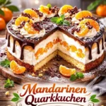 Mandarinen Quarkkuchen mit frischen Mandarinen und cremigem Quark.