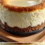 Mascarpone-Vanille-Käsekuchen auf einem Teller mit frischen Beeren.