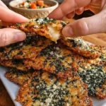 Mediterrane Spinat-Feta-Knusperhäppchen auf einem Teller serviert