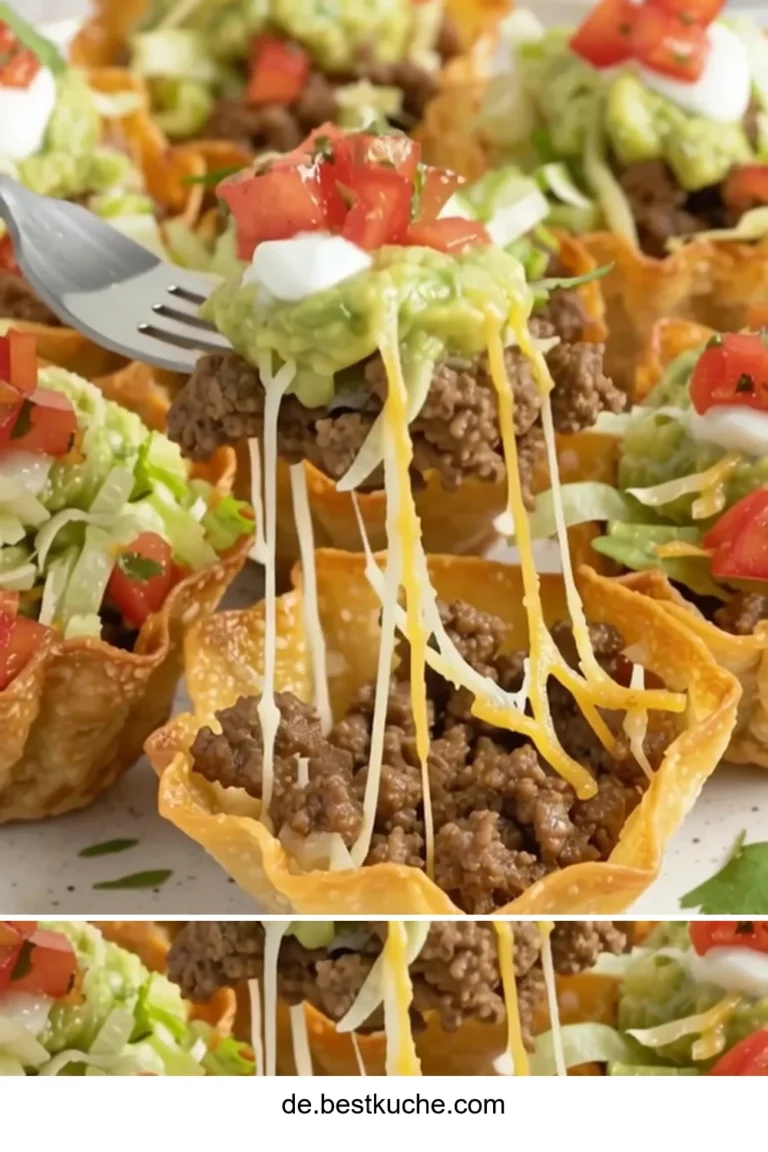 Mini Taco Wontons: Knusprige Tassen gefüllt mit köstlichem Taco