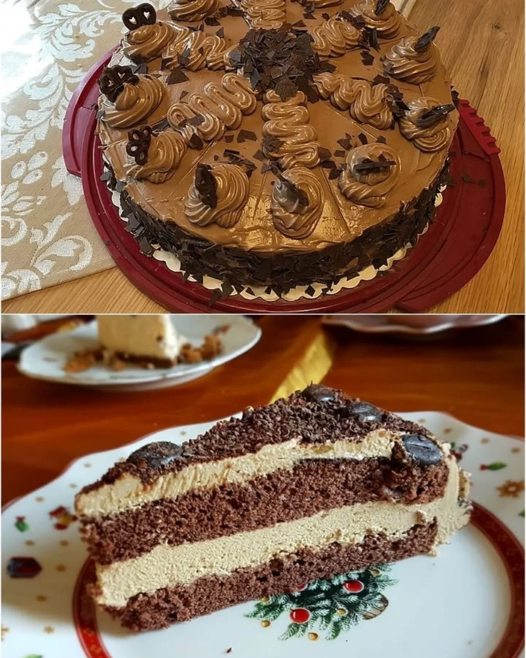 Mokka Buttercremetorte mit Schokoladenglasur und Kaffeegeschmack