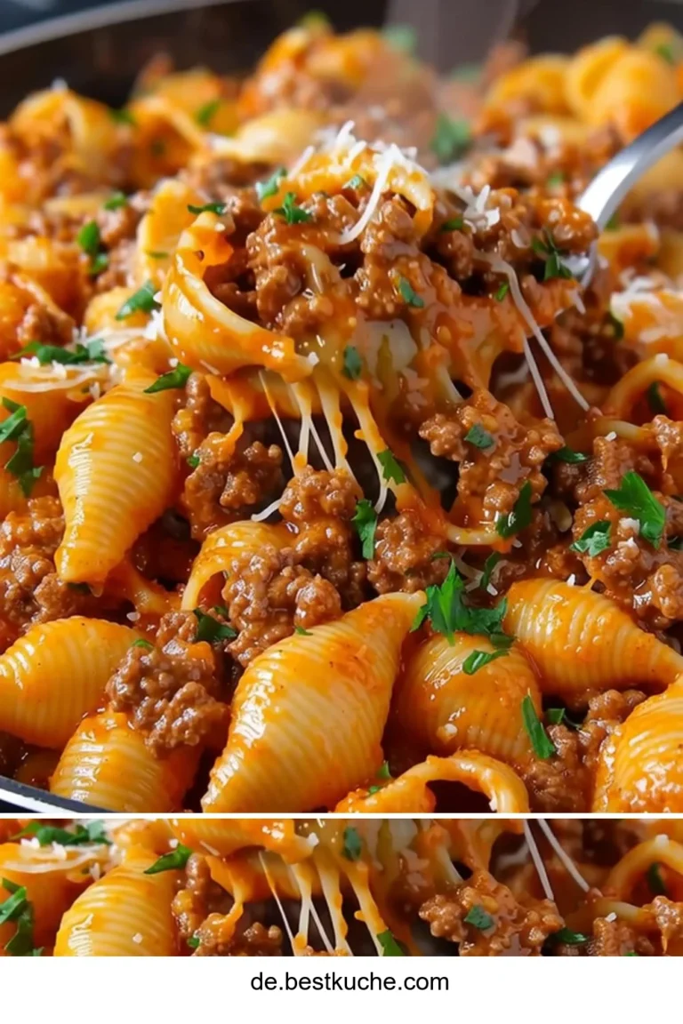 One-Pot Käse-Taco-Pasta in einem bunten Teller serviert