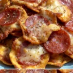 Knusprige Pizza-Chips in einer Schale serviert, idealer Snack für Partys.