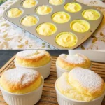 Leckere Quark Muffins mit cremigem Vanillepudding in einer hübschen Backform.