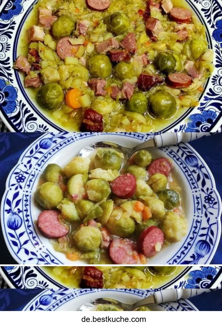 Rosenkohl-Hackbällchen in einem köstlichen Eintopfgericht.