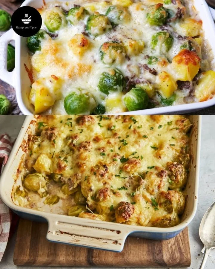 Rosenkohlauflauf mit Hackfleisch und Kartoffeln