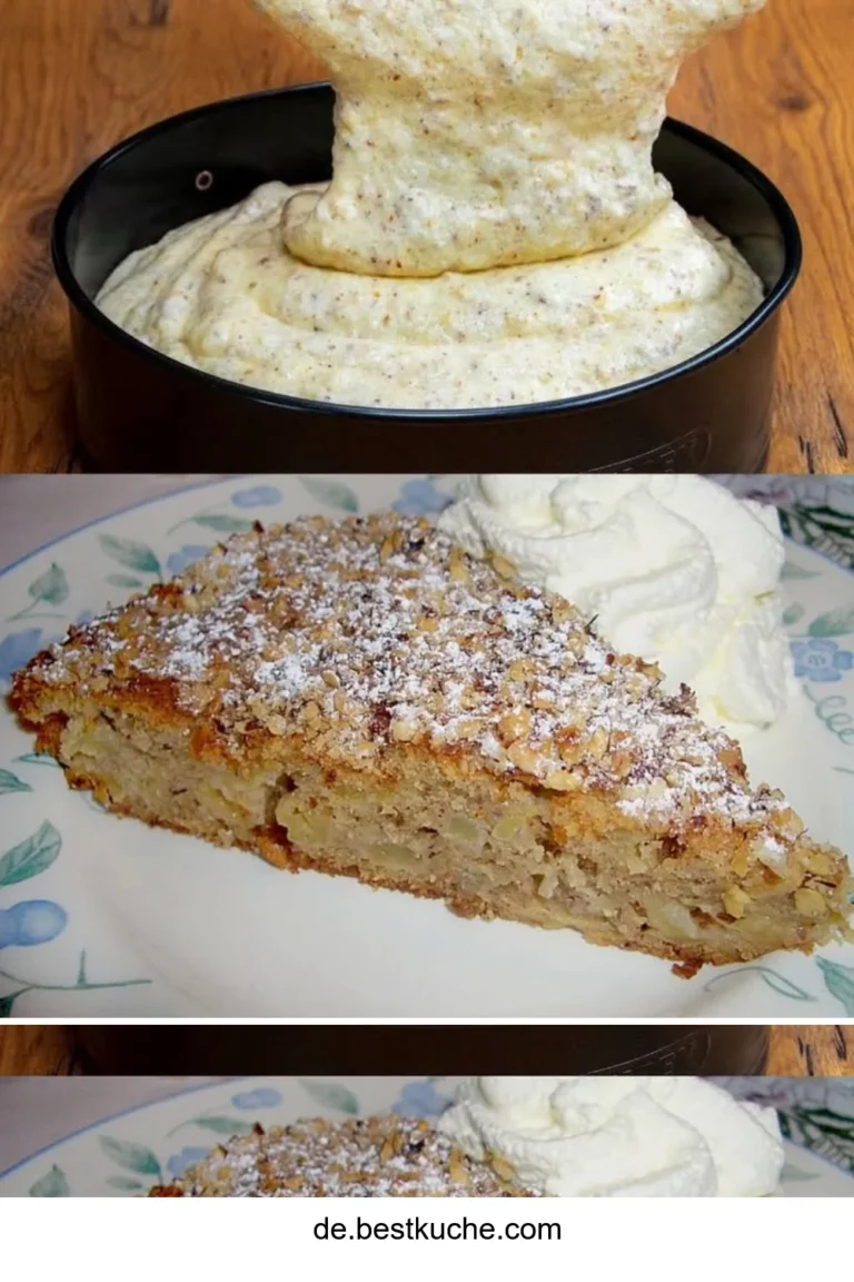 Saftiger Apfel Nusskuchen mit Zimt, schnell und einfach zubereitet.