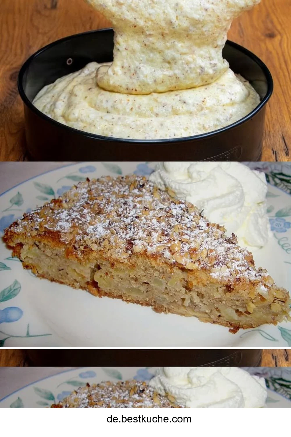 Saftiger Apfel Nusskuchen mit Zimt, schnell und einfach zubereitet.