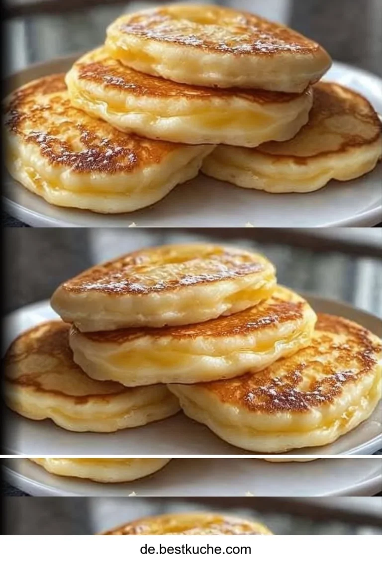 Saftige Quark-Pfannkuchen ohne Mehl auf einem Teller