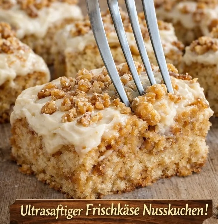 Ultrasaftiger Nusskuchen mit Frischkäse, perfekt für Kaffeepausen