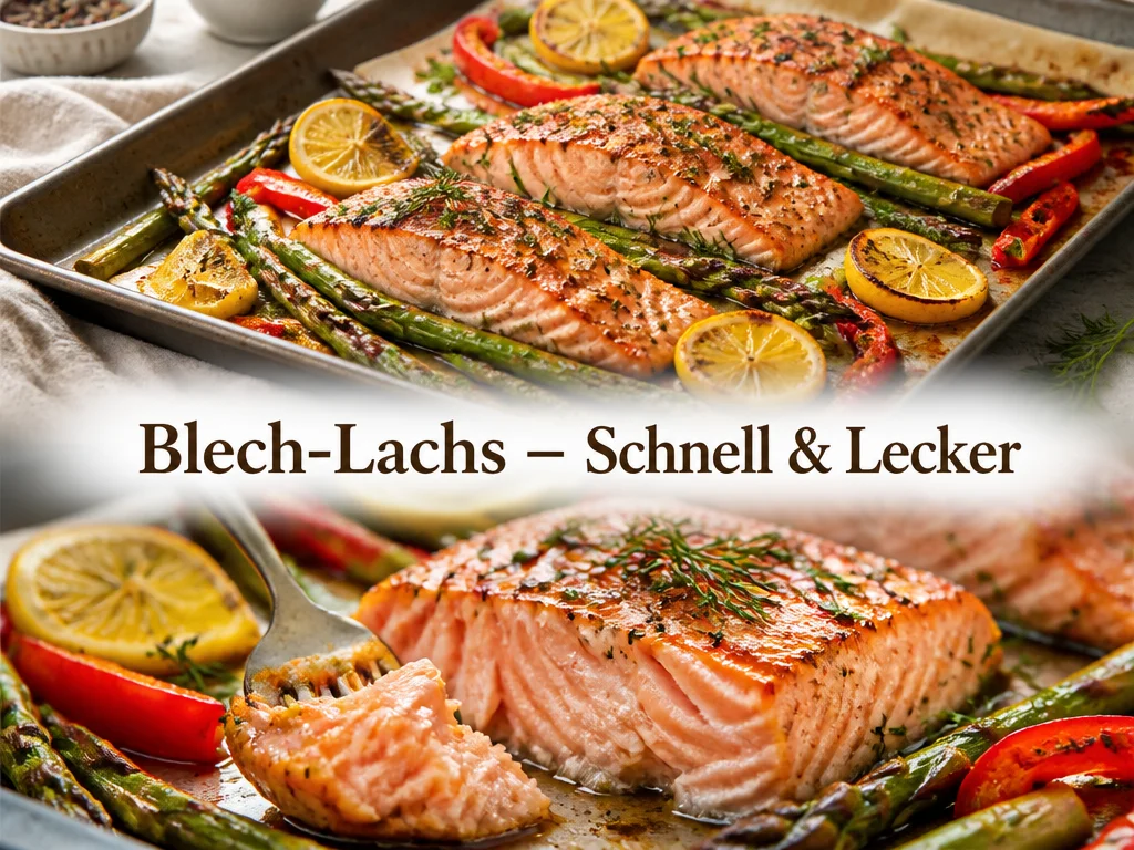 Blech-Lachs mit Zitrone & buntem Gemüse