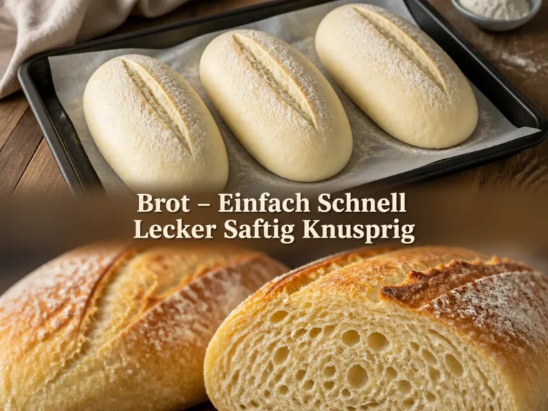 Hausgemachtes Brot, saftig und knusprig, auf einem Holzbrett serviert.