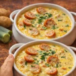 Cremige Kartoffelsuppe, einfach zuzubereiten mit frischen Zutaten.