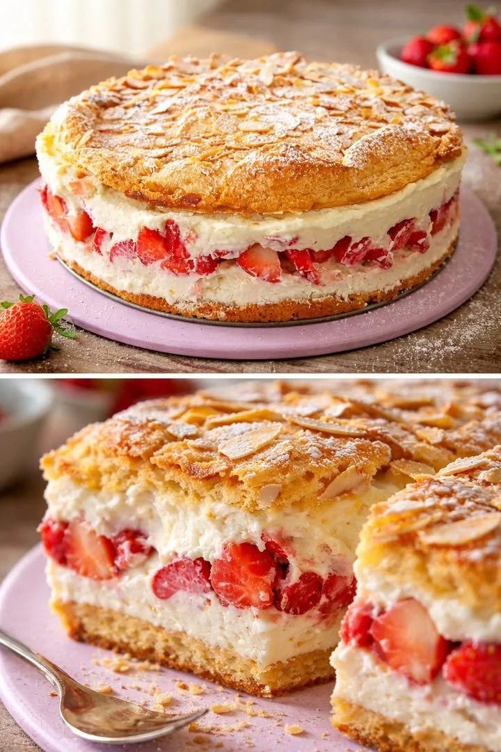 Schneemousse-Erdbeertorte
