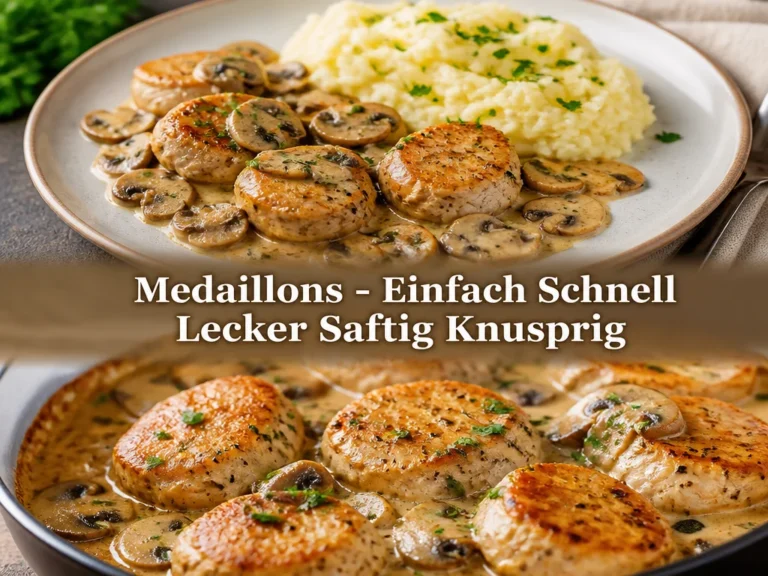 Leckere saftige und knusprige Medaillons auf einem Teller