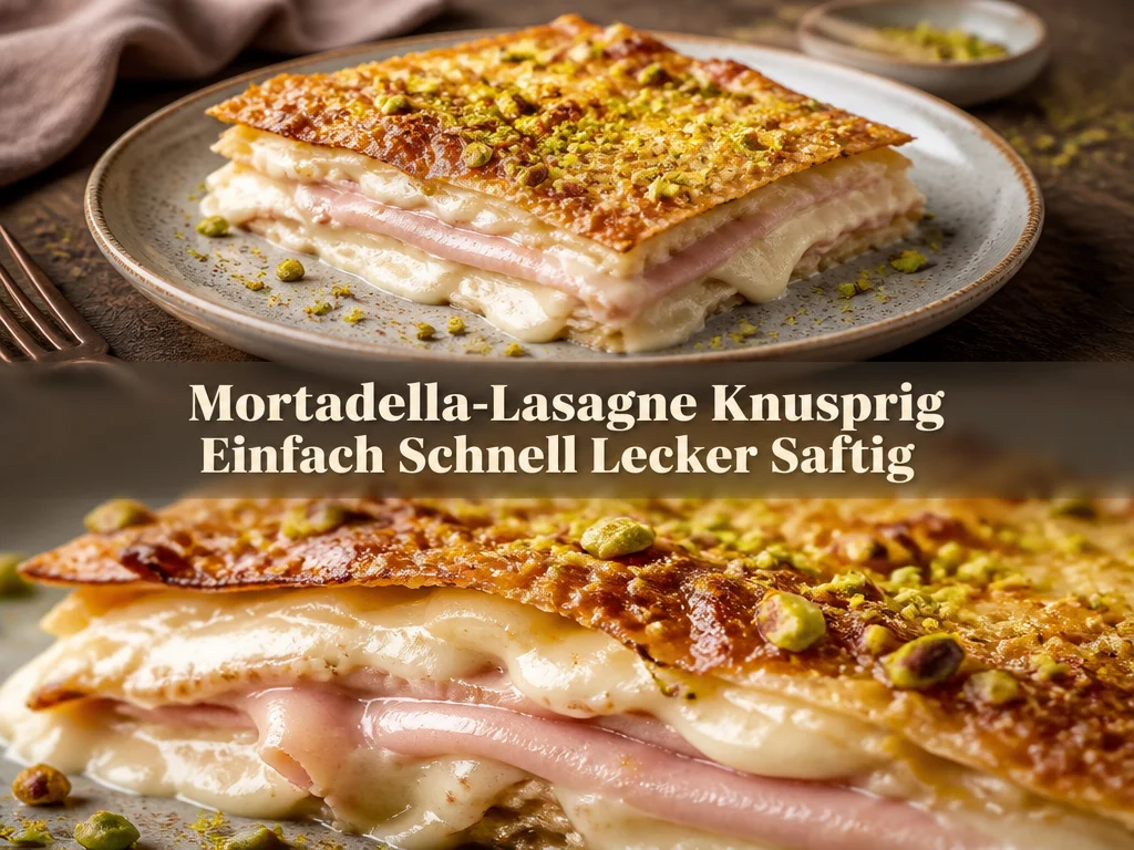 Leckere Mortadella-Lasagne frisch aus dem Ofen