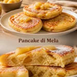 Pancake di Mela mit saftigen Äpfeln serviert auf einem Teller