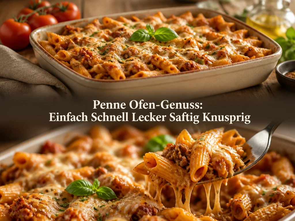 Penne aus dem Ofen mit Würstchen und Mozzarella