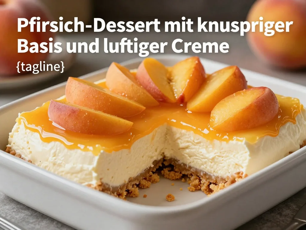 Pfirsich-Dessert mit knuspriger Basis und luftiger Creme