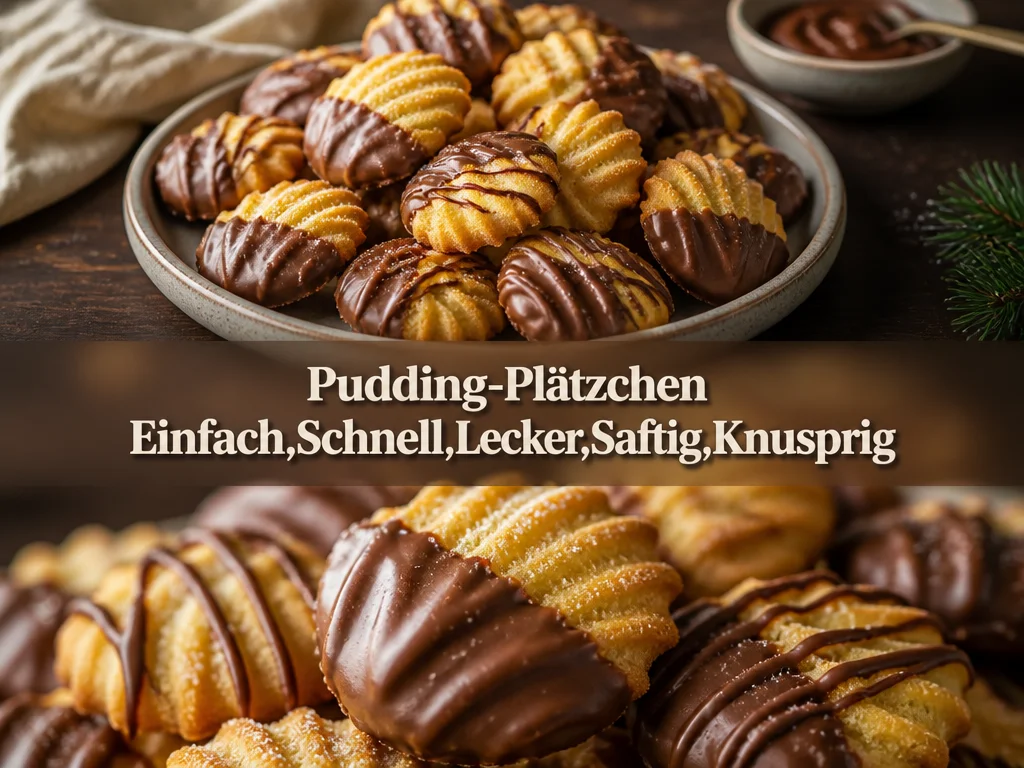 Leckere Pudding-Plätzchen auf einem Teller, einfach und schnell zubereitet.