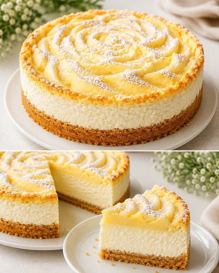 Leckeres Stück Quark Puddingkuchen auf einem Teller, ideal für Kaffeepausen.