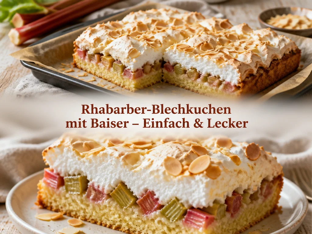 Rhabarber-Blechkuchen mit Baiser