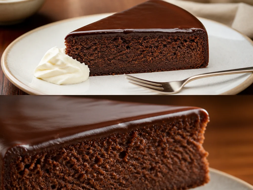 Delikate Sachertorte mit Schokoladenglasur und Aprikosenfüllung