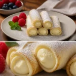 Saftige Quark-Pfannkuchen ohne Mehl auf einem Teller serviert
