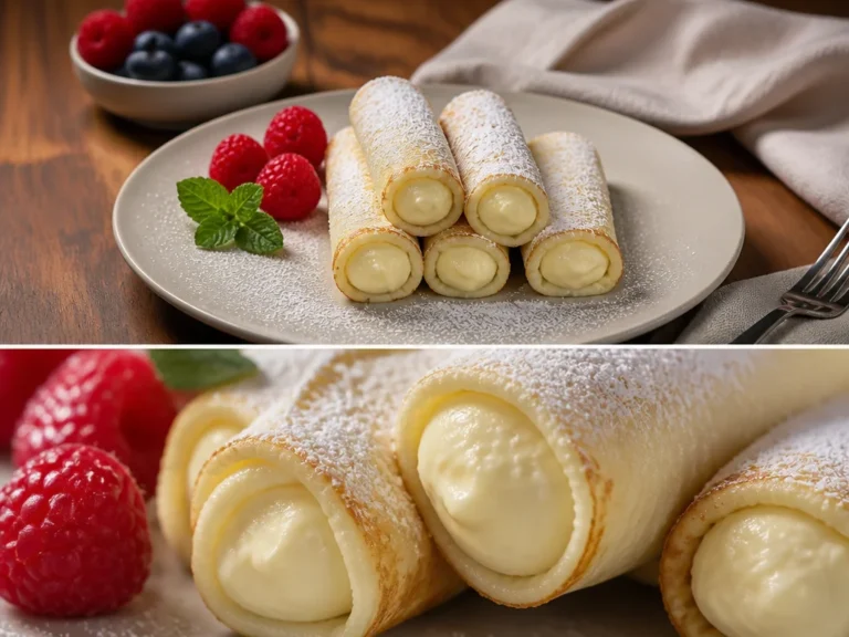 Saftige Quark-Pfannkuchen ohne Mehl auf einem Teller serviert