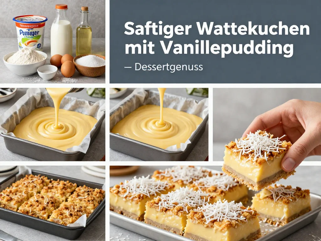 Saftiger Wattekuchen mit Vanillepudding &mdash; Dessertgenuss