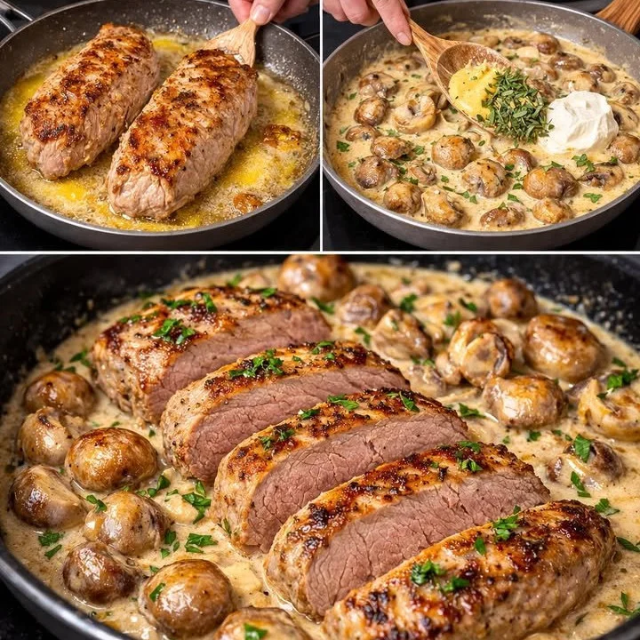 Saftiger Filetbraten in einer cremigen Frischkäse-Senfsauce für Feierlichkeiten